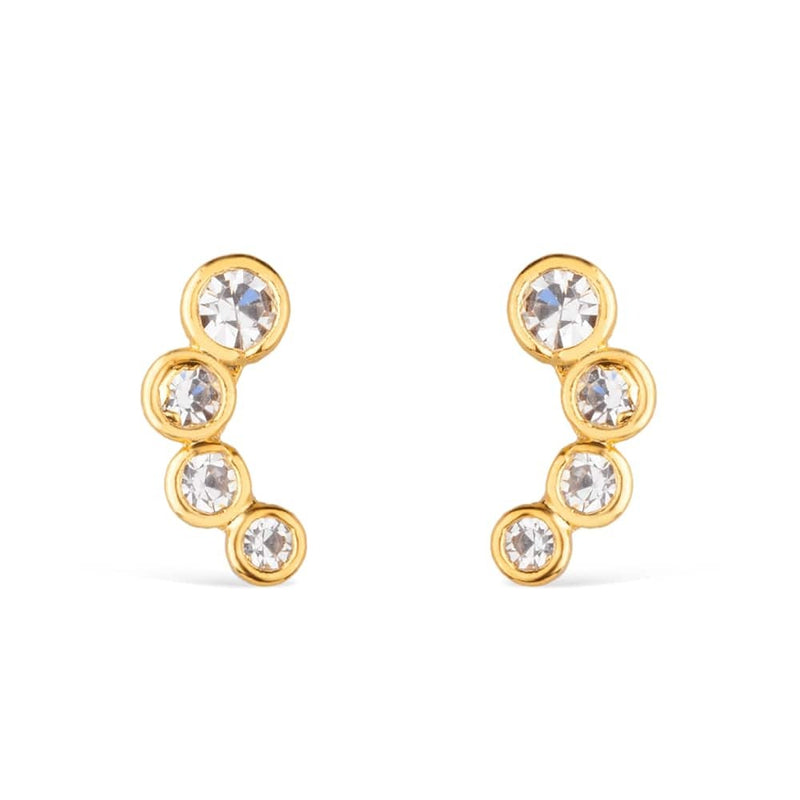 Brinco Dourado com 4 Pontos de Luz em Zircônia