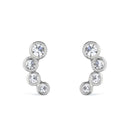 Brinco Prateado com 4 Pontos de Luz em Zircônia