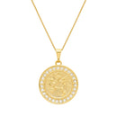 Colar Dourado Medalha São Miguel Arcanjo Cravejado de Zircônia