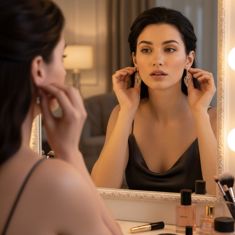 Brinco Prateado Folha de Gala