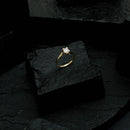 Anel Dourado Solitário com Pedra de Zircônia Pequena - Galeria