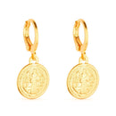 Brinco Dourado de Argolinha Com Medalha Religiosa