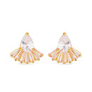 Brinco Dourado Gota e Coroa com 8 Pedras de Zircônia