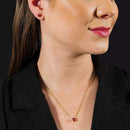 Conjunto Dourado de Coração Vermelho - Galeria