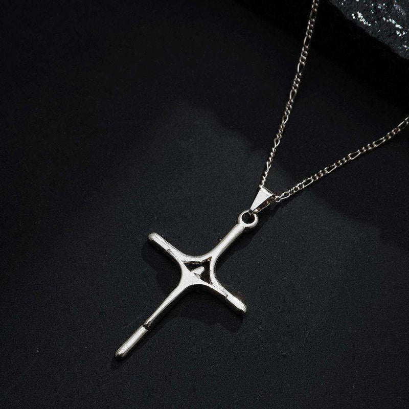 Pingente Prateado Crucifixo Minimalista - Galeria