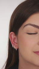 Trio de Argolas Cravejadas de Zircônias em Prata 925