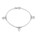 Pulseira Prateada Lisa com 3 Pingentes de Coração